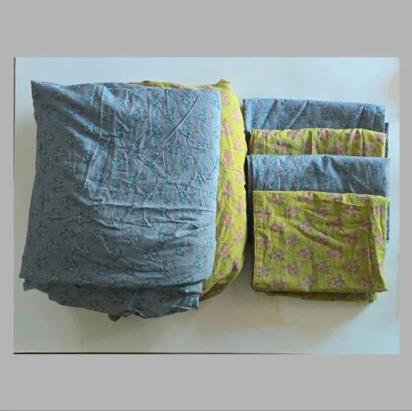 Natural Life Mix And Match Queen Bedsheet Set Green Blue Maia 6pc - Picture 1 of 4